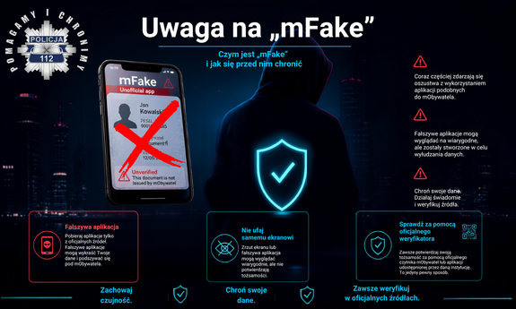 kolorowy plakat dotyczący fałszywych aplikacji